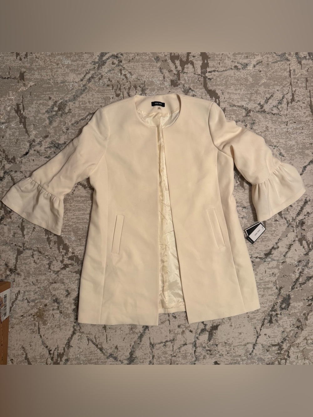 Nine West Elegant Cream Bell-Sleeve Coat. Sz. 14